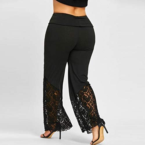 Dantel Tayt Kadınlar için Artı Boyutu Yüksek Belli Yoga Pantolon Egzersiz Gevşek Geniş Bacak Tayt Rahat spor pantolon