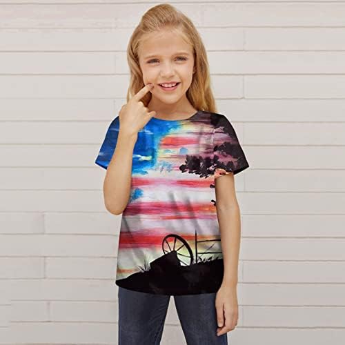 Çocuk Yürümeye Başlayan Gömlek 4 Temmuz 3D Grafik Baskılı Tees Erkek Kız Yenilik Moda Kısa Kollu T Shirt Bebek Kız yaz giysileri