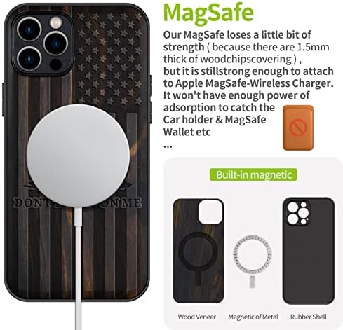 Carveıt Manyetik Ahşap Kılıf iPhone 12 Pro Max [Sert Gerçek Ahşap ve Yumuşak TPU] Darbeye Dayanıklı Koruyucu Kapak MagSafe