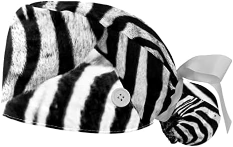 Hayvan Siyah Beyaz Zebralar Ayarlanabilir çalışma Kapağı At Kuyruğu Tutucu ile, 2 Paket Fırçalama Kap Kabarık Şapka Erkekler
