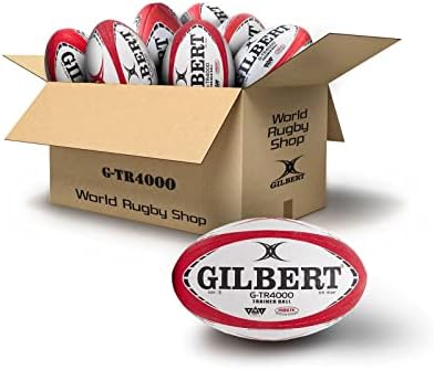 Gilbert G-TR4000 Kırmızı Rugby Eğitim Topu Boyutu 5 Set 10 Süper Koruyucu Paket
