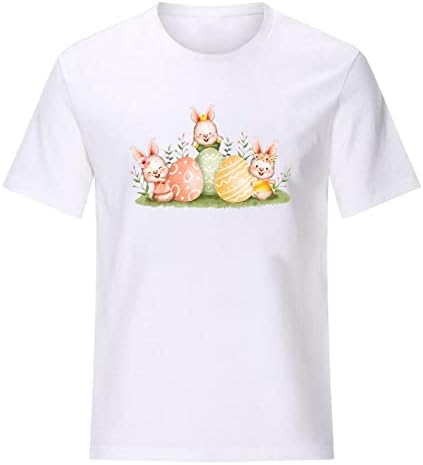 lcepcy kadın Moda Yaz Paskalya Tee Kısa Kollu Paskalya Baskı T-Shirt Zarif Rahat Gevşek Grafik Gençler için