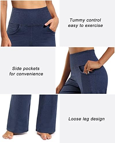 Promosyon Geniş Bacak Yoga Pantolon Kadınlar için Gevşek Rahat Flare Sweatpants Cepler ile Yüksek Bel Streç pantolon