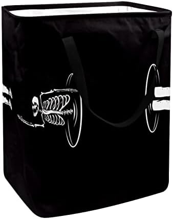 Komik İskelet Siyah Baskı Katlanabilir çamaşır sepeti, 60L Su Geçirmez çamaşır sepetleri Çamaşır Kutusu Giysi Oyuncak Depolama