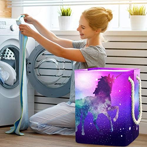 DEYYA Unicorn Yıldızlı Gökyüzü Fantezi çamaşır sepetleri Sepet Uzun Boylu Sağlam Katlanabilir Yetişkin Çocuklar için Genç