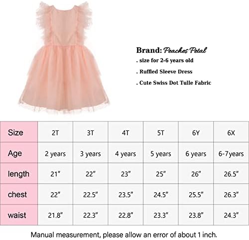 Şeftali Petal Çiçek Kız Toddler Elbise Ruffled Kollu Elbise Kızlar için Tül Elbiseler Düğün Parti için