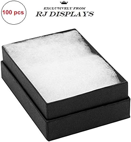 100 Paket Siyah Mat Renk Pamuk Dolgulu Karton Mücevher Kutuları 3. 25x2. 25x1 İnç (100) 32 RJ Ekranlar