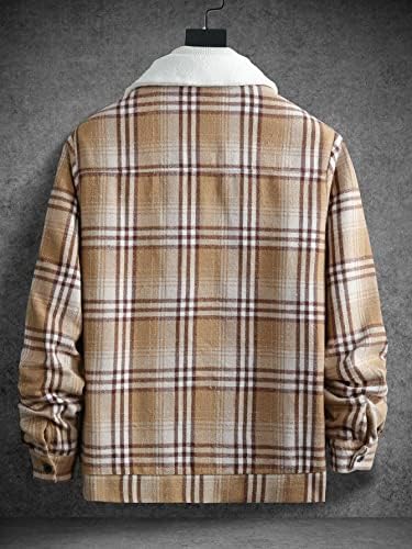 QYIQU Ceketler Erkekler için-Erkekler 1 adet Ekose Flap Cep Tüvit Palto (Renk: Çok Renkli, Boyut: Orta)