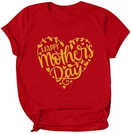Mutlu anneler Günü 2023 Tshirt Kadınlar için Anne Büyükanne T-Shirt Mektup Baskı Crewneck Kısa Kollu Kalp Grafik Bluz Üst