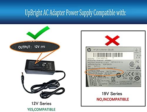 UpBright 12VDC 12 Volt Çıkış AC/DC Adaptörü ile Uyumlu HP 2511X XP599A XP599AA ABA 25 Geniş Ekran LED LCD Monitör 12 V