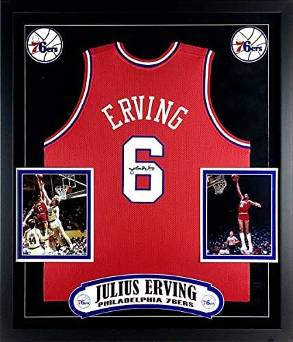 Julius Erving İmzalı Philadelphia 76ers Forması Çerçeveli İmzalı NBA Formaları