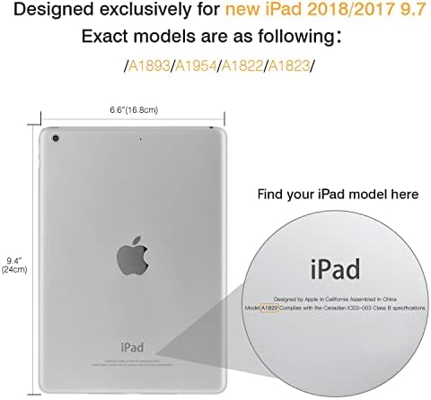 MoKo Kılıf Fit 2018/2017 iPad 9.7 6th/5th Nesil - [Ağır] Darbeye Dayanıklı Tam Vücut sağlam hibrit Kapak Dahili Ekran Koruyucu