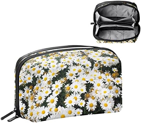 Kozmetik Çantaları, Beyaz Papatyalar Çiçekler Marguerite Seyahat Kozmetik Çantaları, Çok Fonksiyonlu Taşınabilir Makyaj Çantaları,