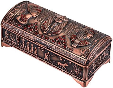 NileCart™ Mısır'da Yapılan Eski Mısır Tarzı Dekoratif Metal Mücevher Kutusu (Antika Bakır)