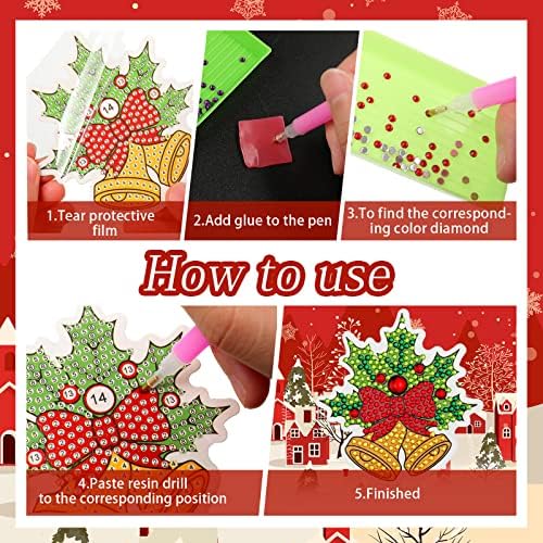 20 Adet Noel Elmas Boyama Etiketleri 5D DIY Elmas Boyama Anahtarlıklar Kiti Noel Asılı Elmas Sanat Kitleri Elmas Sanat Noel