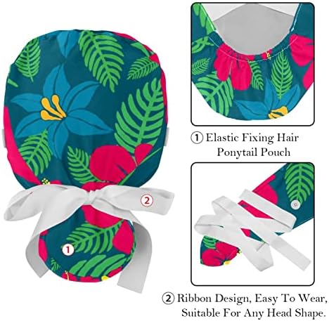2 Paket Fırçalama Kap Kadın Düğmeleri ile Ayarlanabilir Elastik Kravat Geri Kafatası Şapka Ayçiçeği Aşk Kalp Kabarık Cerrahi