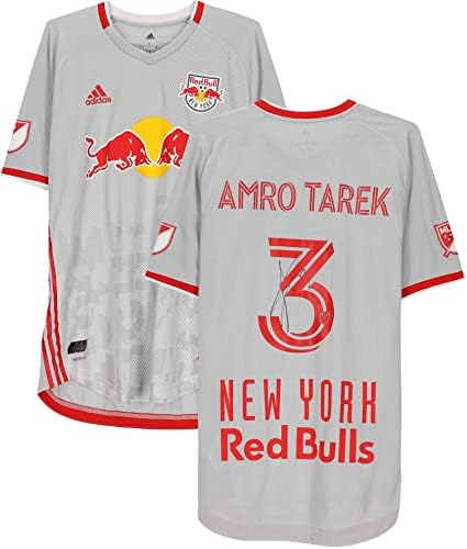 Amro Tarek New York Red Bulls İmzalı Maç - 2020 MLS Sezonundan İkinci El 3 Gri Forma-İmzalı Futbol Formaları