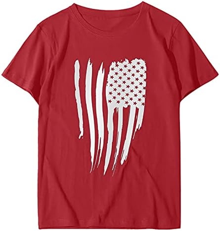 4th Temmuz Tişörtleri Gömlek Kadınlar için Kısa Kollu V Boyun Tee Gömlek Amerikan Bayrağı Yıldız Çizgili Kravat Boya Gömlek