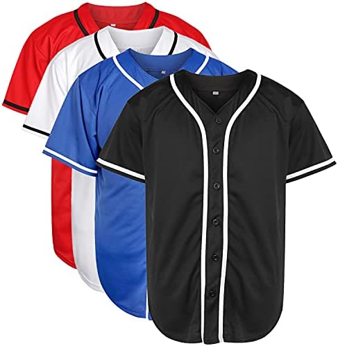 NJKA Boş Düz Hip Hop Hipster Düğme Aşağı Beyzbol Forması, Kısa Kollu Aktif T Shirt