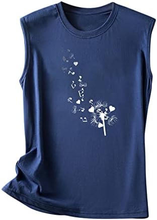Kadın Üst Gömlek Kolsuz Ekip Boyun T Gömlek Üst Yaz Casual Egzersiz Gevşek Tişörtleri Kadın Tees ve Bluzlar Baskı Tank Top
