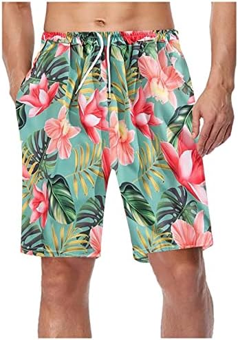 Erkek Çiçek Kurulu Şort Serin Geniş Bacak Hawaiian Plaj kısa pantolon Gevşek Atletik Yüzme Erkek Şort İpli ile