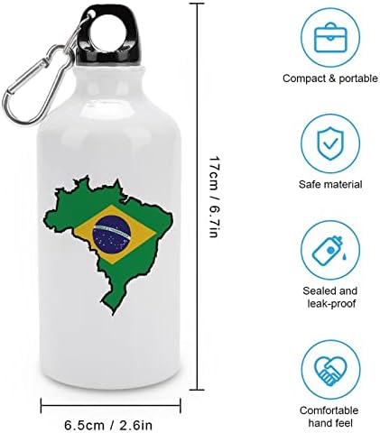 Brezilya Haritası Haritası Spor Su Şişesi Sızdırmaz Yalıtımlı Alüminyum Sıcak Soğuk Bardak İçecek Tumbler Bisiklet için 400ml
