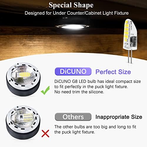 DıCUNO G8 LED Ampul Kısılabilir, 2 W (20 W Eşdeğer), Günışığı Beyaz 5000 K, 120 V, T4 JCD Tipi Bi-Pin Taban ampuller Altında