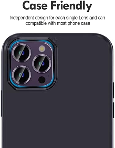 iPhone 14 Pro / iPhone 14 Pro Max için Xfilm Kamera Lens Koruyucu, Güçlü Adsorpsiyon 9H Sertlik Temperli Cam Kamera Ekran