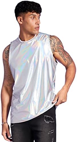 Floerns erkek Timsah Baskı Kolsuz Yelek Tank Top Clubwear Streetwear T Shirt