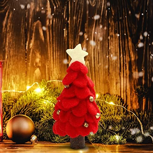 Gnome Bahçe Keçeleri Noel Ağacı Masaüstü Noel Ağacı Bells ile Kırmızı Sahte Noel Ağacı Küçük Masaüstü Dekorasyon Noel top