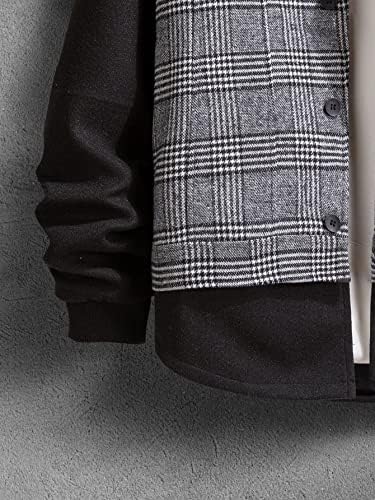 Erkekler için Ceketler-Erkekler 1 adet Ekose Düğme Detaylı Palto (Renk: Siyah Beyaz, Beden: Küçük)