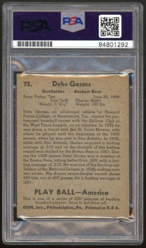 1939 Oyun Topu Debs Garms 72 Otomatik İmza PSA Otantik ES1412-İmzalı Beyzbol Topları
