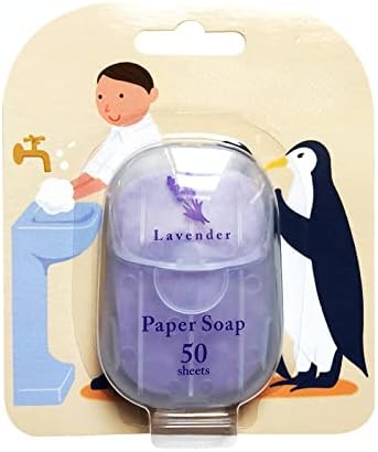 WHYUXU Kağıt sabun Taşınabilir sabun Levhalar, Emme Karton sabun, 50 Adet Tek Kullanımlık El Yıkama Seyahat sabunu Lavanta
