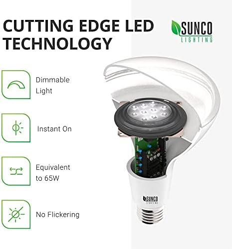 Sunco BR30 LED Ampuller, Kapalı sel ışıkları 11W Eşdeğer 65W, 3000K Sıcak Beyaz, 850 LM, E26 Taban, 25.000 Ömür Boyu Saat,