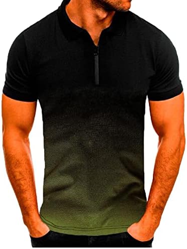 Erkek T Shirt Kısa Kollu Yatak Açma Yaka Fermuar Degrade Renkli Baskı Kazak Gömlek Bluz Tops