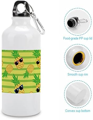 Ananas Gözlük Dayanıklı Alüminyum Su Şişesi Beyaz Bisiklet Su Şişesi Yeniden Kullanılabilir spor şişesi Karabina ve Büküm