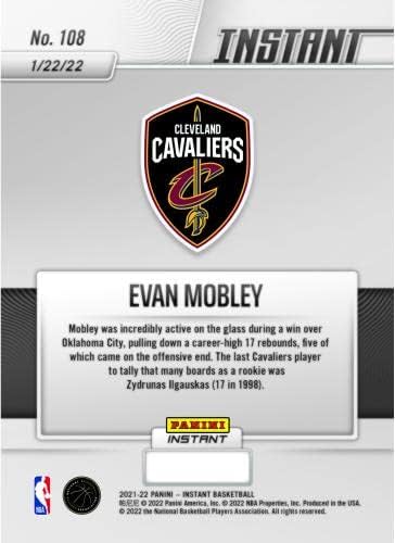 Evan Mobley Cleveland Cavaliers Fanatikleri Özel Paralel Panini Anında Mobley 17 Tahtayı İndiriyor Tek Çaylak Ticaret Kartı