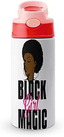 Siyah Kız Sihirli Renkli Su Şişesi Paslanmaz Çelik Yalıtımlı Seyahat Kupa Bardak Kilitleme Kapak Spor Şişeleri
