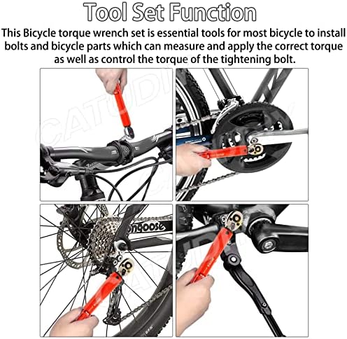 CATUDIY 25 PCS Evrensel Bisiklet Tork Anahtarı Seti ile 1/4 İnç Sürücü Tork Anahtarı 2 için 24 Nm Ayarlanabilir Bisiklet