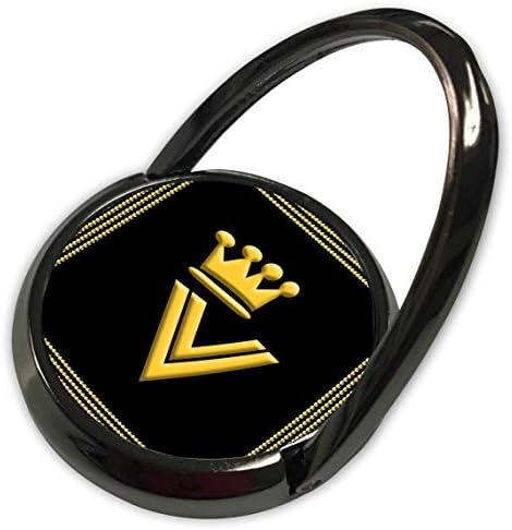 3dRose Alexis Tasarımı-Monogram Kral Kraliçe-Kral, Kraliçe Tacı, Zengin Çerçeve. Siyah üzerine sarı. Simetrik Harf V-Telefon