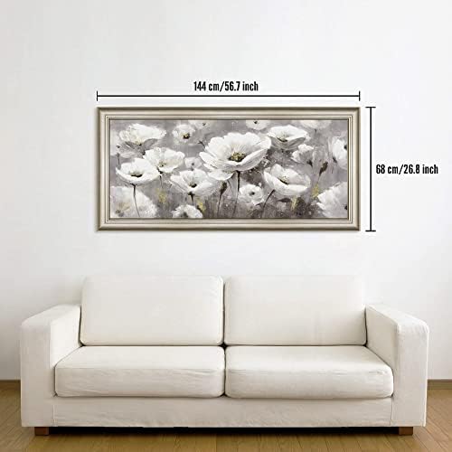 Çiçek Tuval Duvar Sanatı Resim: Oturma Odası Soyut Çiçek Çerçeveli Boyama Dekor Modern Beyaz Blooming Çiçeği Yapıt Büyük