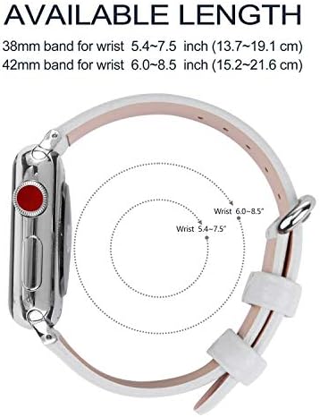 Uyumlu Küçük Apple Watch 38mm, 40mm, 41mm (Tüm Serisi) Deri İzle Bilek Bandı Kayışı Bilezik Adaptörleri ile (Beyaz Papatyalar