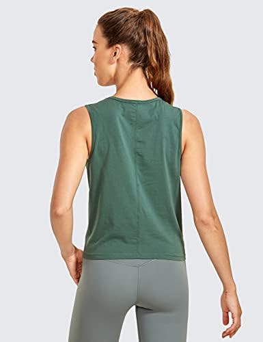 CRZ YOGA kadın Pıma Pamuk Yüksek Boyun Kolsuz Yoga Kırpma Üstleri Egzersiz Tankı Rahat Atletik Giysiler