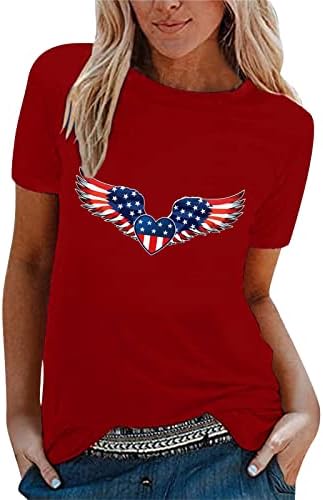 MIASHUI Yumuşak pamuklu uzun kollu tişört T Shirt Kadın Kadın Rahat Bağımsızlık Günü Bayrağı Baskı kısa kollu t Shirt Kaplumbağa