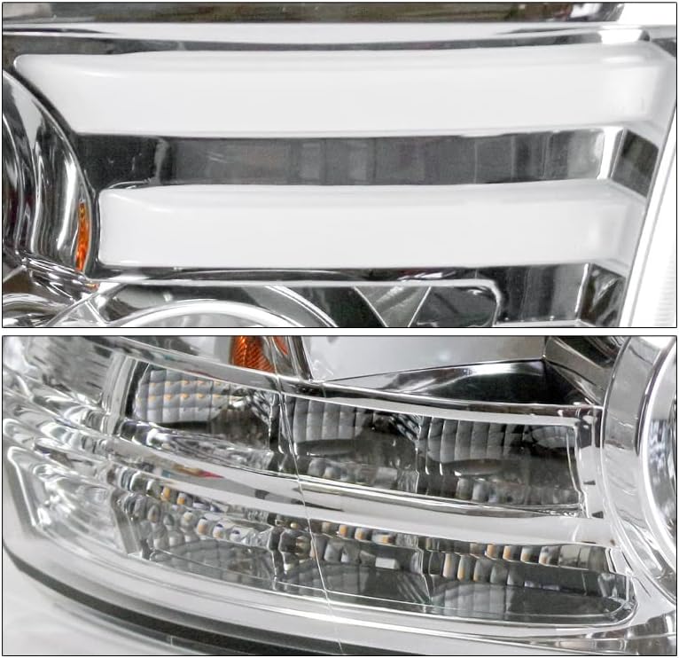 ZMAUTOPARTS LED Krom Projektör Farlar w / 6 Beyaz LED DRL 2009-2018 Dodge Ram 1500/2010-2018 2500/3500