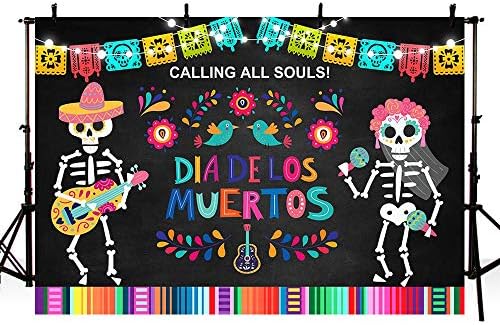 MEHOFOTO Dia de Los Muertos Parti Dekorasyon Fotoğraf Stüdyosu Booth Arka Plan Sahne Arayarak Tüm Ruhlar Ölü Şeker Kafatası
