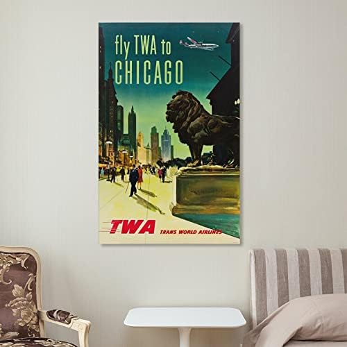 Chicago Vintage Poster Duvar Dekor Duvar dekoratif tablolar Tuval Duvar Dekor Ev Dekor Oturma Odası Dekor Estetik 16x24 inç