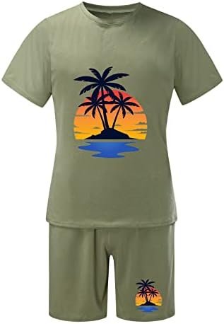 Bmısegm Erkek Slim Fit Takım Elbise Erkekler Yaz Kıyafet Plaj Kısa Kollu Baskılı Gömlek Kısa Takım Elbise Gömlek Pantolon