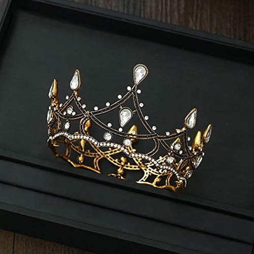 Ibliss Barok Düğün Taç Siyah Kristal Gelin Tiaras Kraliçe Rhinestones Kostüm Altın Saç aksesuarları Kadınlar ve Kızlar için