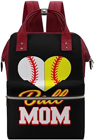 Komik Top Anne Softbol Beyzbol bebek bezi çantası Sırt Çantası Büyük Kapasiteli Anne Çantaları Çok Fonksiyonlu Bez Torba